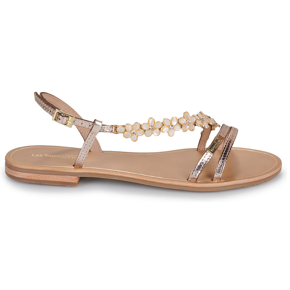 Sandali Les Tropeziennes oro con fiori casual chic - HOFELLA OR