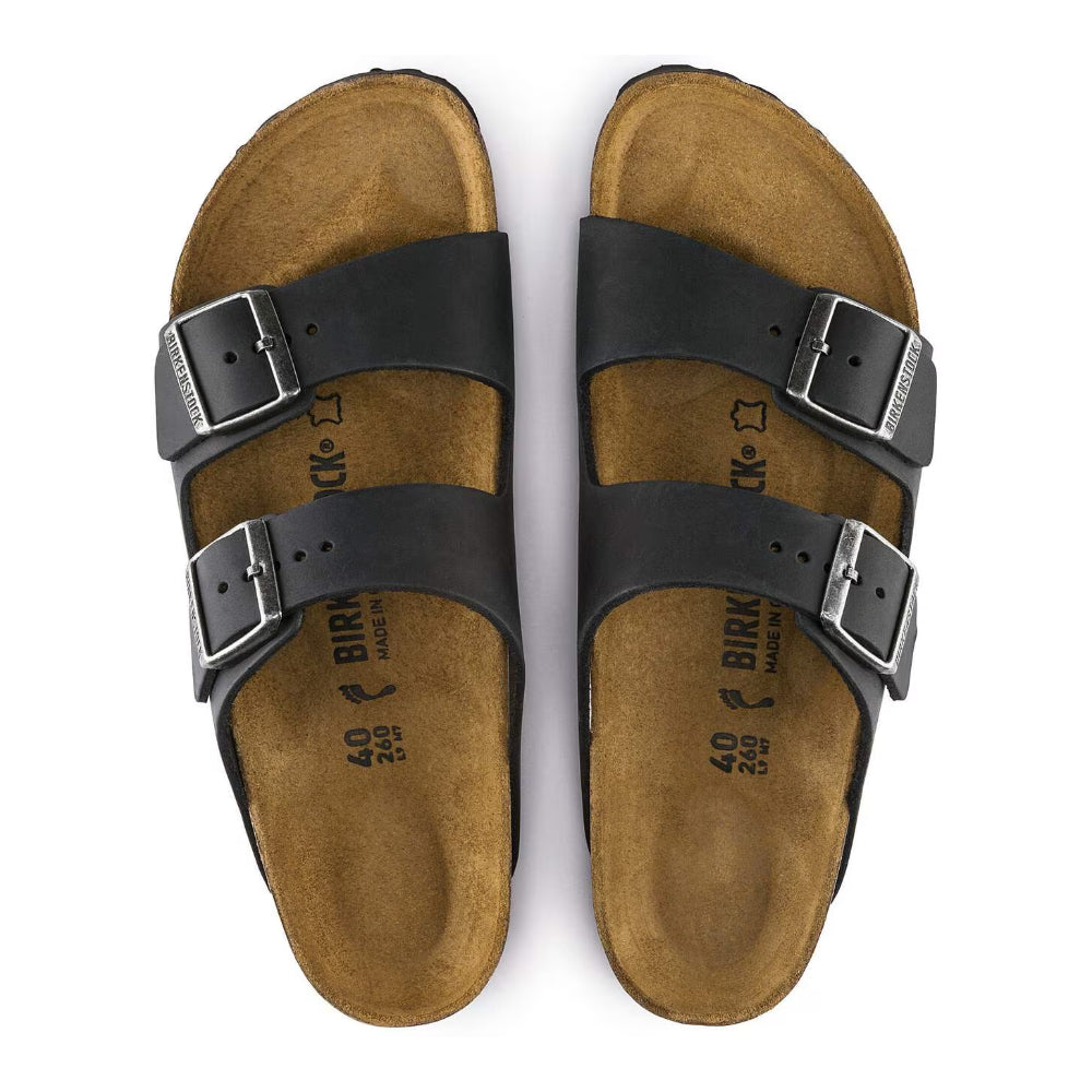 Ciabatte Arizona Birkenstock neri in nabuk ingrassato - 0552113 BLACK