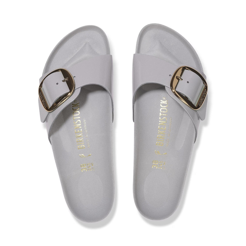 Ciabatte Madrid big buckle Birkenstock High shine grigia/stone coin - 1029534