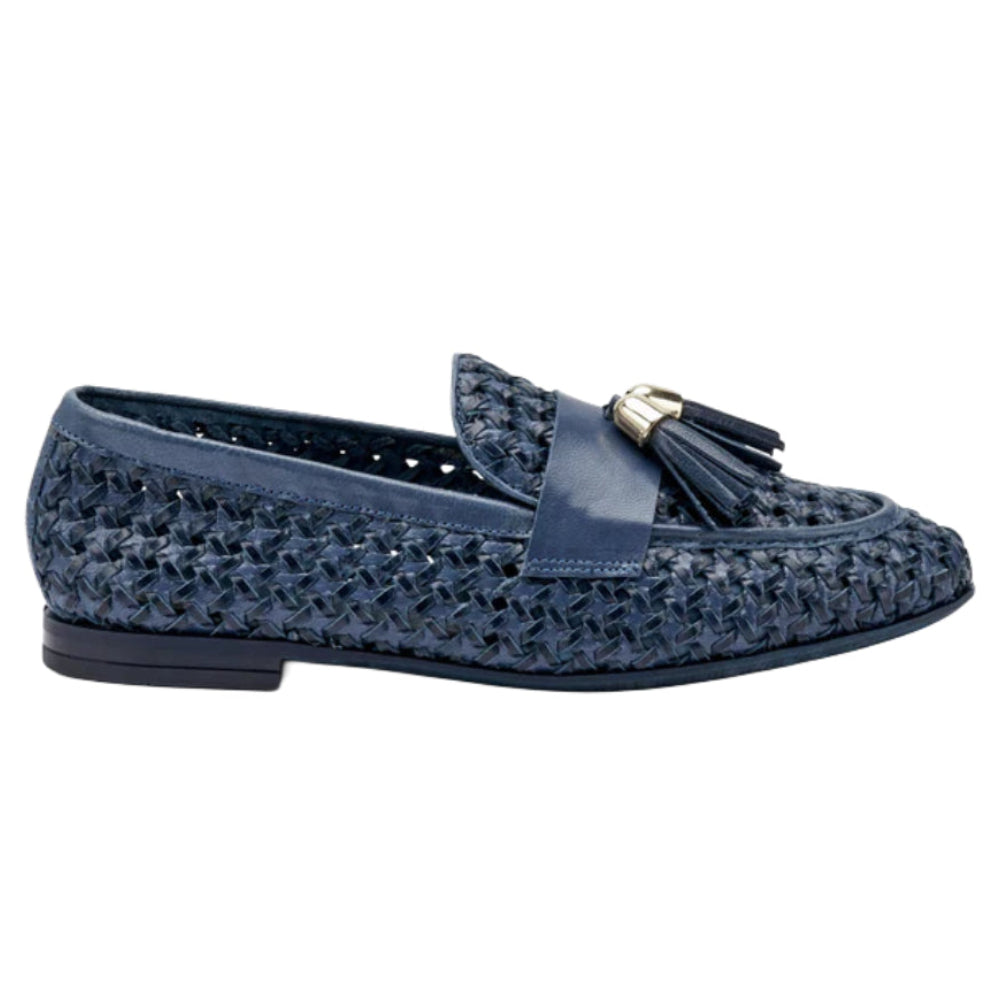 Mocassini donna Frau blu in pelle intrecciata leggera - 95V6 NAVY