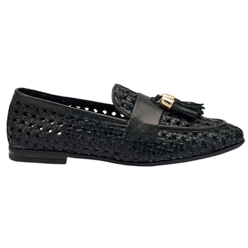 Mocassini donna Frau nero in pelle intrecciata leggera - 95V6 BLACK