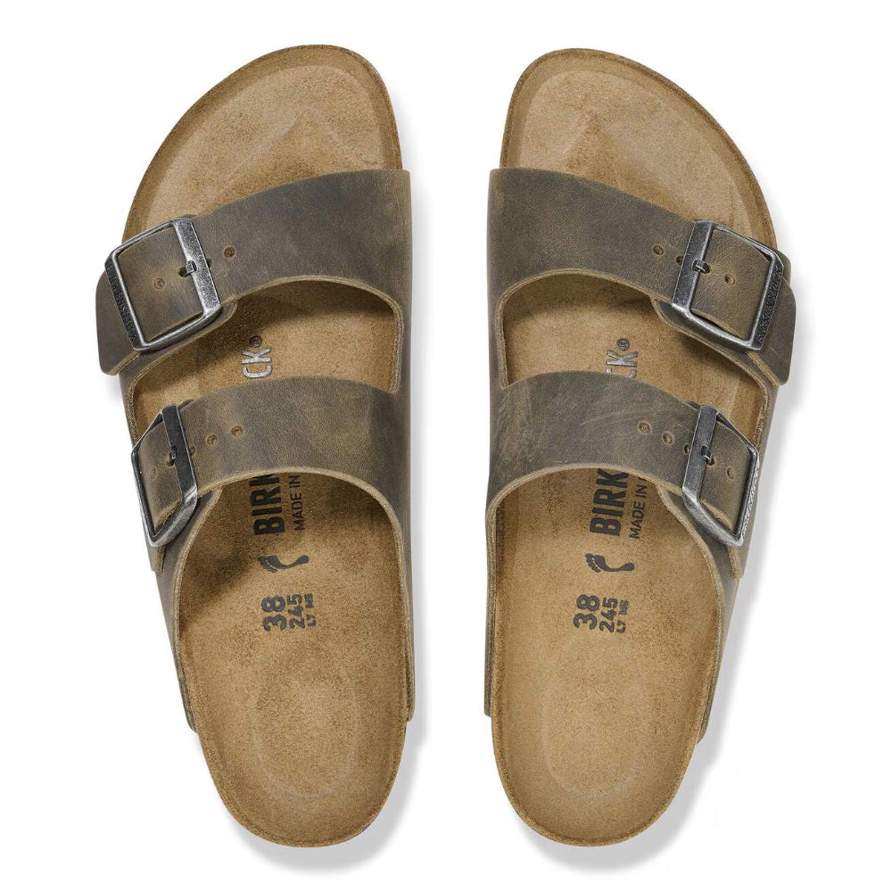 Ciabatte Arizona Birkenstock verdi in nabuk ingrassato - 1027039 FADED KHAKI