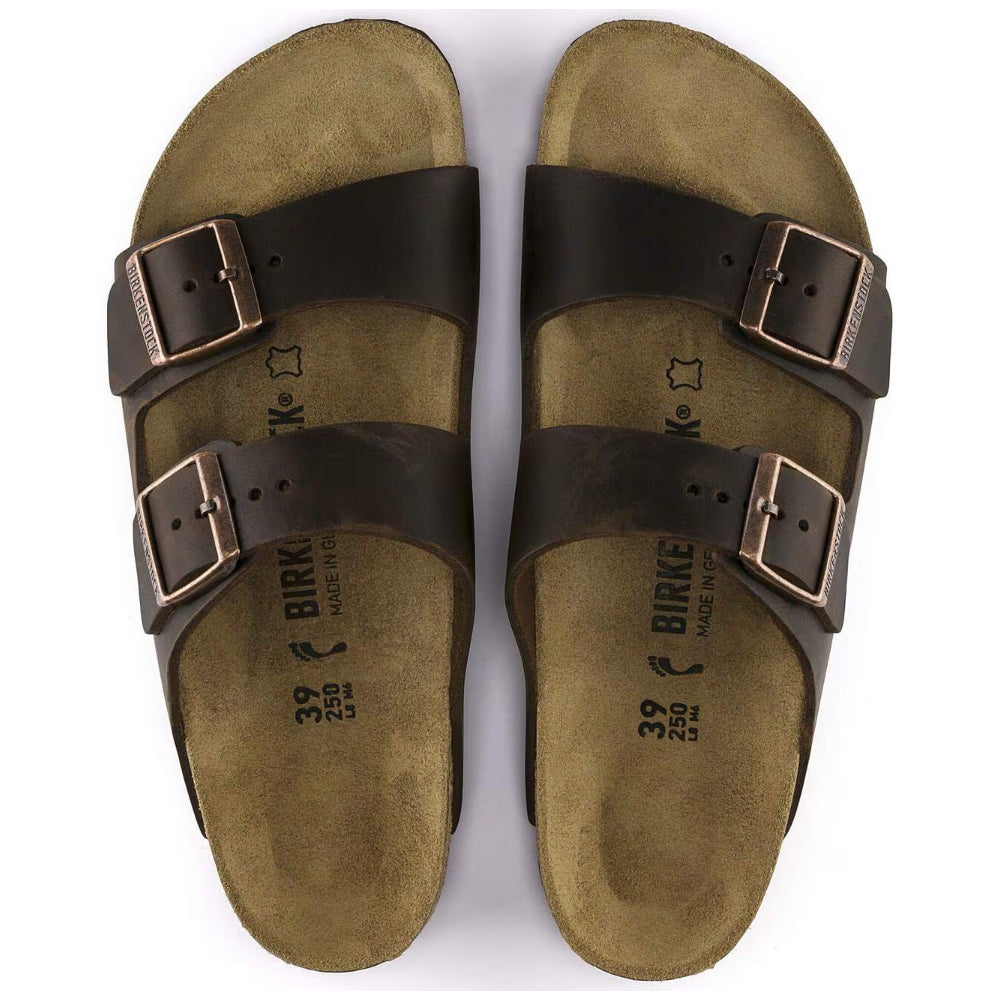 Ciabatte Arizona Birkenstock marrone scuro in nabuk ingrassato - 052533 HABANA