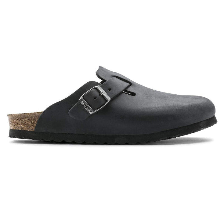 Sabot ciabatta Boston Birkenstock nero pelle ingrassata - 059463