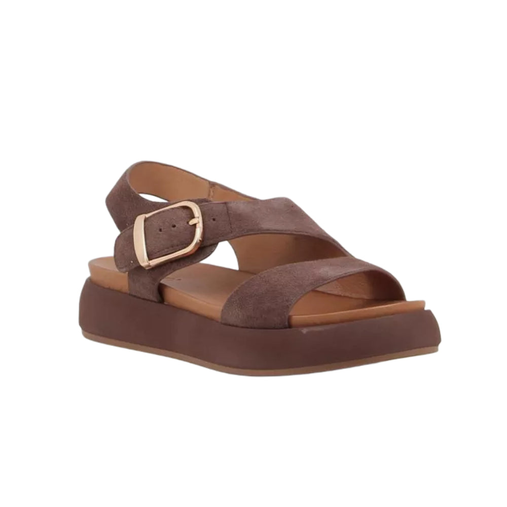 Sandali Inuovo donna marroni in pelle scamosciata morbidi e alla moda - A96064 BROWN