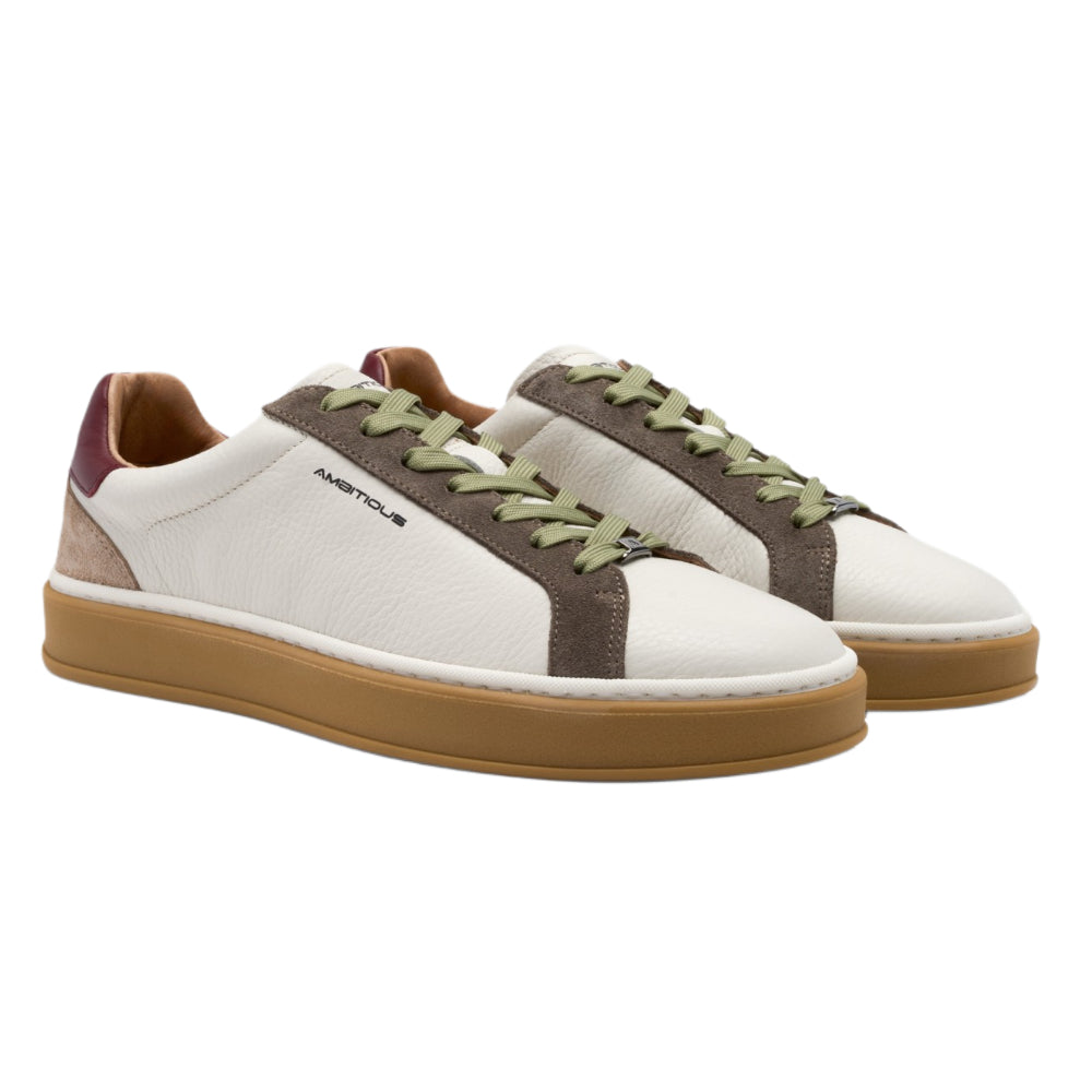 Sneakers uomo Ambitious bianca e bordeaux casual e comoda - 14285-1580 AM OFFWHITE BLU