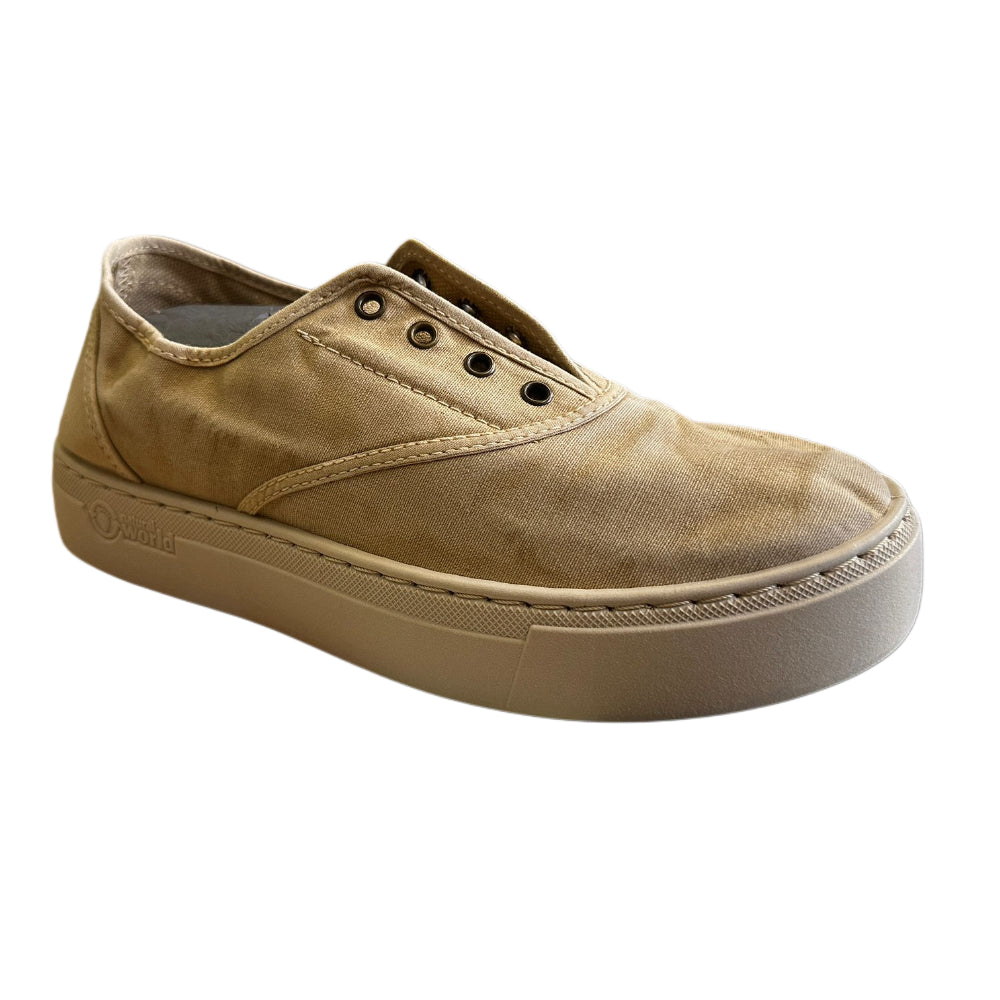 Sneakers donna in tessuto beige leggere e comode - BEIGE CLAR 6112E