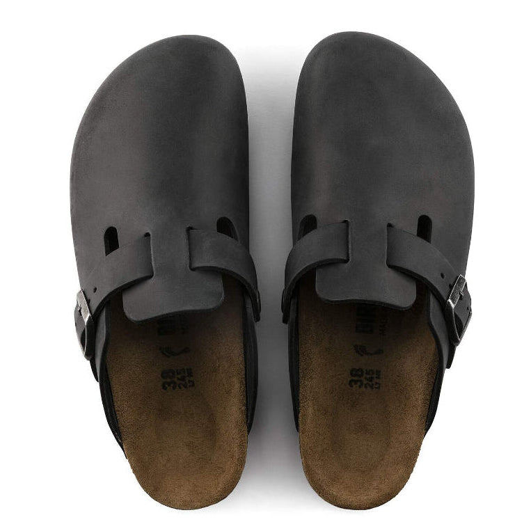 Sabot ciabatta Boston Birkenstock nero pelle ingrassata - 059463