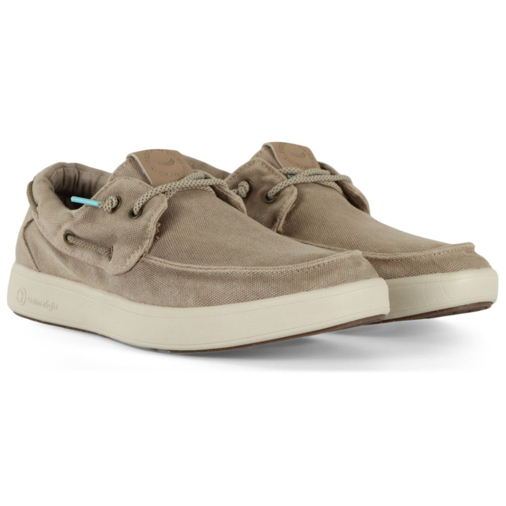 Scarpe da barca in cotone beige comode e leggere - 8413E BEIGE
