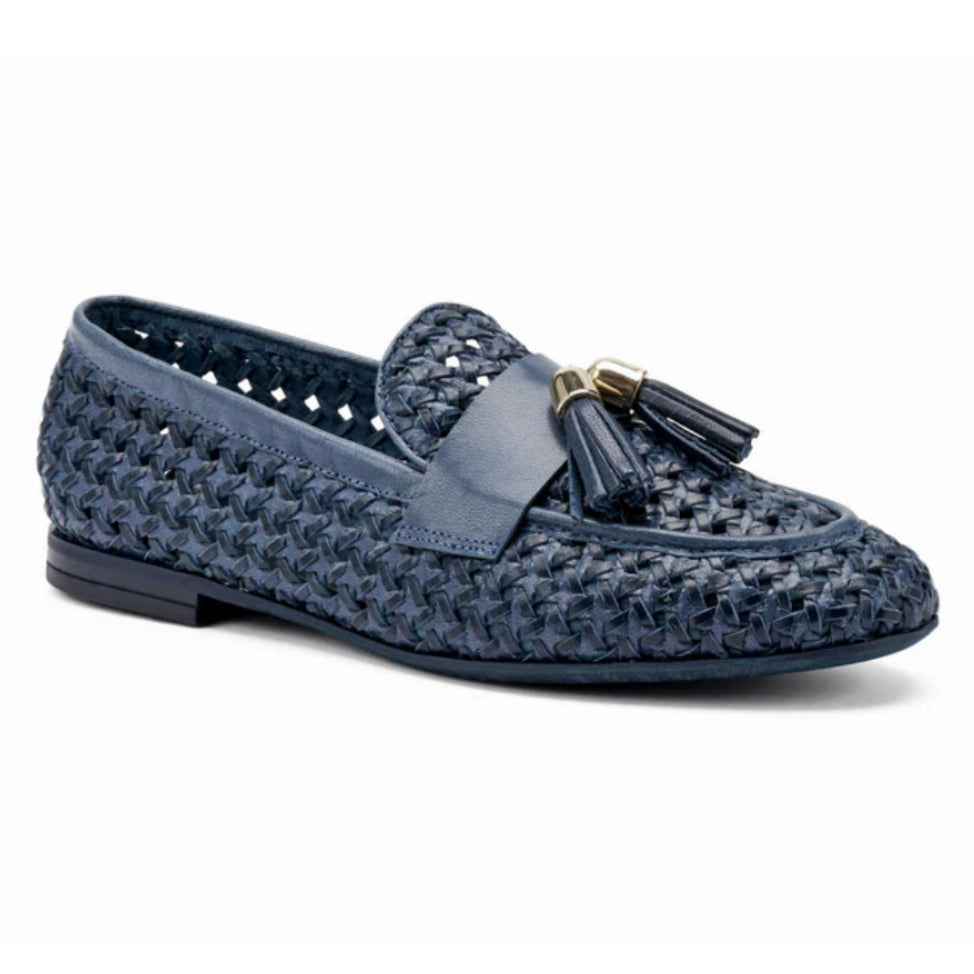 Mocassini donna Frau blu in pelle intrecciata leggera - 95V6 NAVY