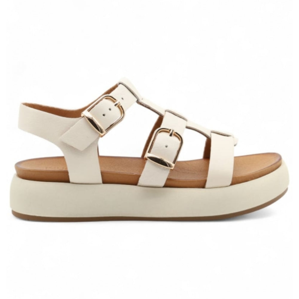 Sandali Inuovo donna crema in pelle morbidi e alla moda - A96046 CREMA