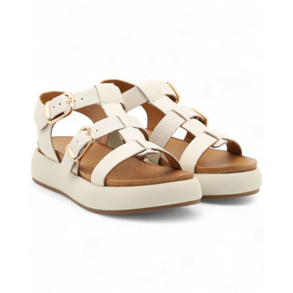 Sandali Inuovo donna crema in pelle morbidi e alla moda - A96046 CREMA