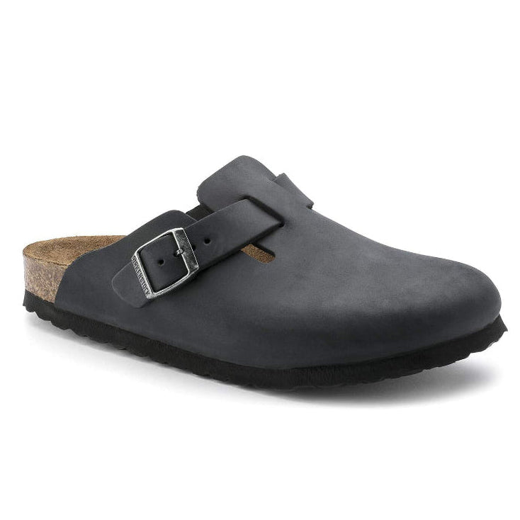 Sabot ciabatta Boston Birkenstock nero pelle ingrassata - 059463