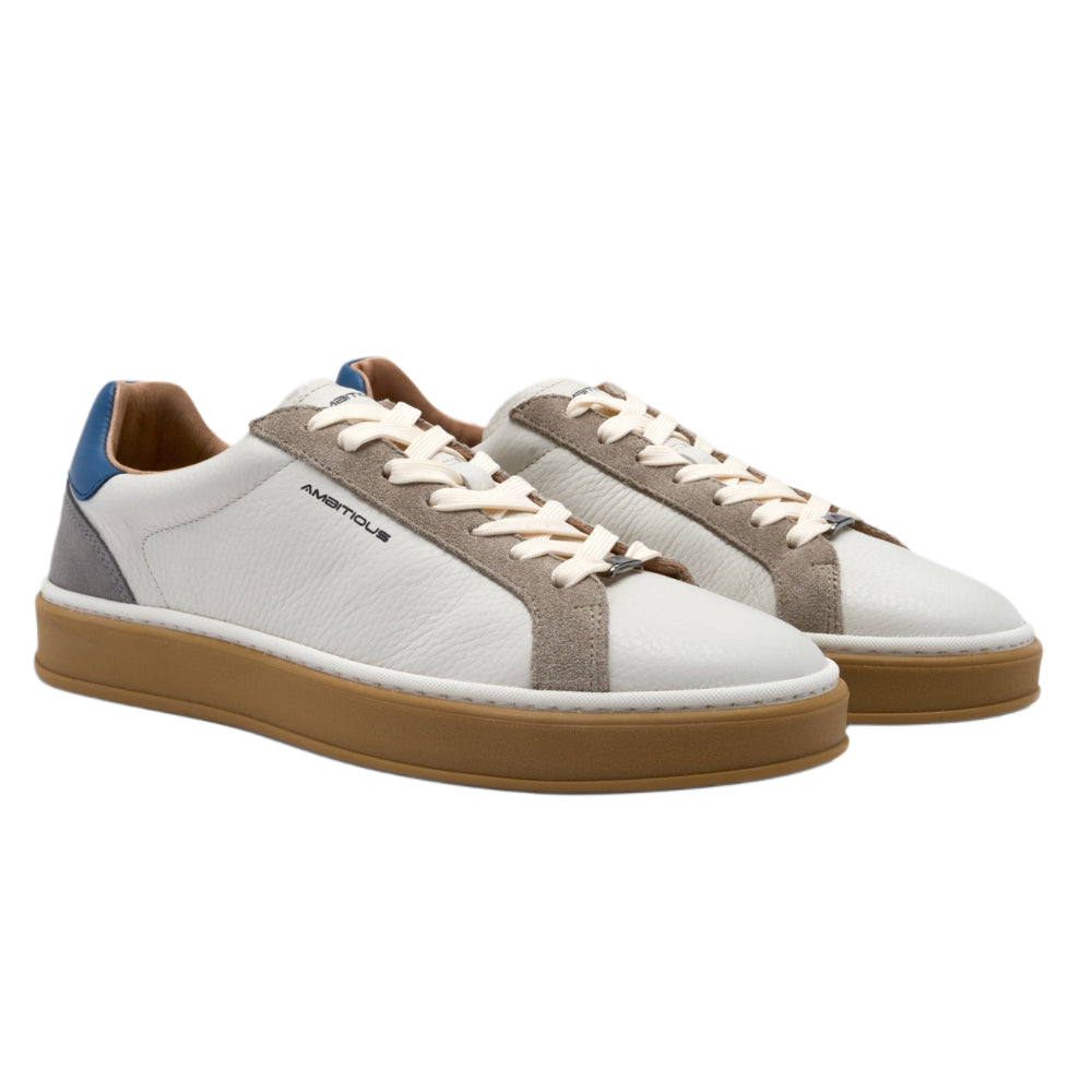 Sneakers uomo Ambitious bianca e blu casual e comoda - 14285-7333 AM OFFWHITE BLU