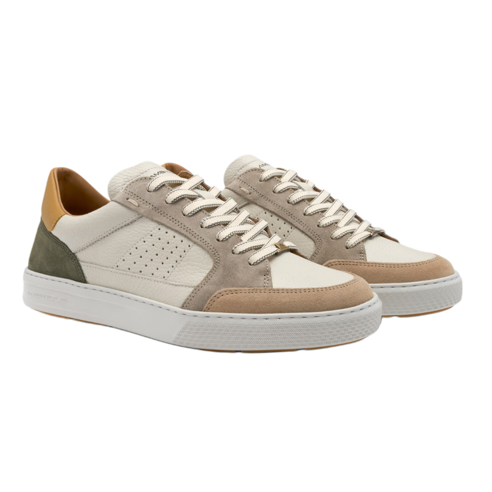 Sneakers uomo Ambitious bianca e verde casual e comoda - 14169-11299 AM OFFWHITE-KAKI