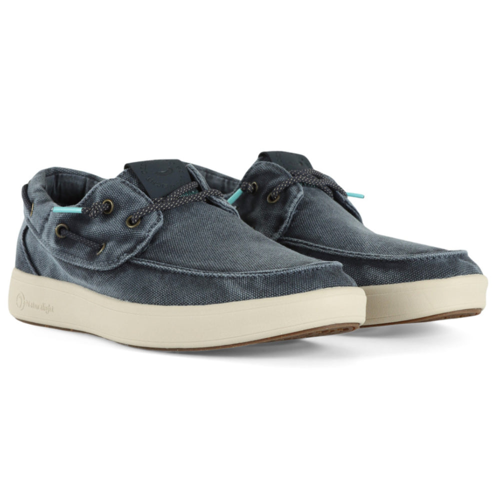 Scarpe da barca in cotone blu comode e leggere - 8413E MARINO